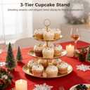 2 Pcs 3-Tier Cupcake Stand, Large Stainless Steel Tiered Serving Tray, 6.69/9.06/11.8 in Dessert Stand, Gold Cake Stand, Easy Assemble Fruit Plate for Party,Home Use