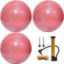 DHYLRICHER 3 Pack Glitter Soccer Ball Set with Pump – Size 5 Pink Training Balls for Youth, Teens, and Adults – Soft Practice Ball for Beginners