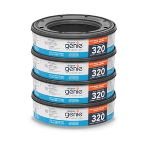 Diaper Genie Essentials Round Refill Pack of 4 | Holds Up to 1280 Newborn Diapers | Features Unscented Continuous Film | Compatible with Diaper Genie Complete and Expressions Pails
