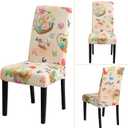 JQinHome Summer Chair Covers Set of 4, High Stretch Removable Washable Chair Seat Protector, Colorful Floral & Butterfly Print Dining Chair Slipcovers for Home, Party, Kitchen Decor