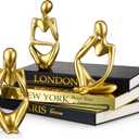 Feifeiya 6 Pcs Gold and Black Color Decorative Book & Thinker Statue Set  3 Books Accents 3 Thinker Abstract Art Sculpture Home Decoration for Living Room Bookshelf Table Decor