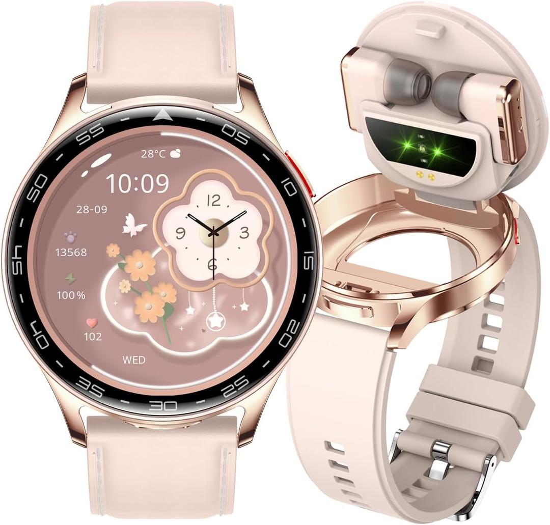 .
Smart Watch with Earbuds, 2 in 1 Bluetooth Smartwatch, 1.39" HD IPS Screen Smartwatch for Men Women, Fitness Tracker Long Time Standby Men Women Sports Smart Watch (Pink)