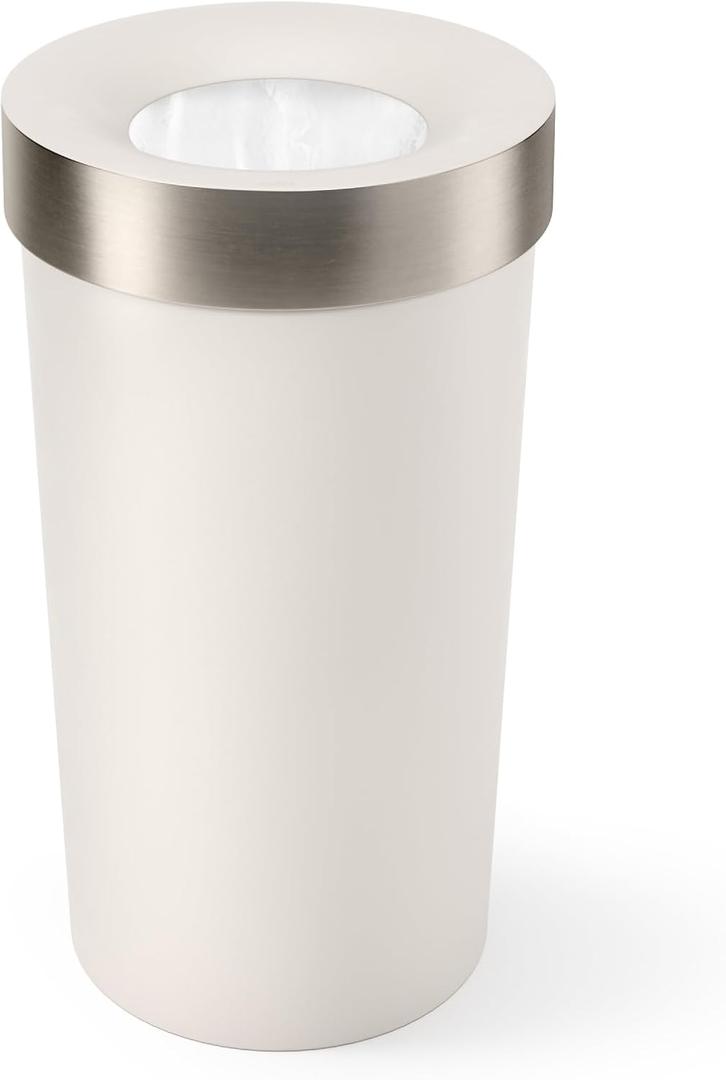 UMBRA Vento Kitchen Trash Can with Open Top, Large 16-Gallon (62 L) Capacity, Sand