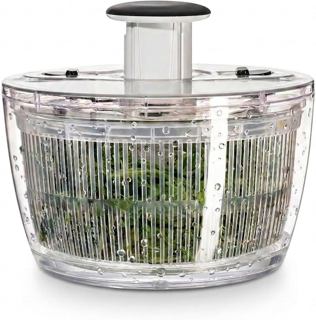 Cove Carol Large Salad Spinner, One-Handed Press-Type Vegetable Dryer, Built-in Filter Suitable for Fruits, Lettuce, and Vegetables; Salad Spinner, Lettuce Spinner 6.3 QT, Black