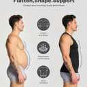 Mens Compression Shirt Slimming Body Shaper Vest Workout Tank Tops Abdomen (Black, XXXL)