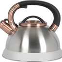 Mr. Coffee Flintshire 2.2 Quart Large Whistling Stainless Steel Tea Kettle - Brush Stainless Steel W/Copper
