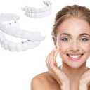 2 Pairs Veneers Snap in Teeth Teeth Comfort Fit Whitening Veneer Snap on Dentures with Woman & Man Party in Smile Beautiful Snapping instants