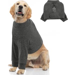 Queenmore Dog Surgery Recovery Sleeve for Front Leg, Breathable Dog Recovery Sleeves After Surgery, Cozy Long Sleeve Dogs Shirt, Alternative to Cone of Shame, Grey, XL