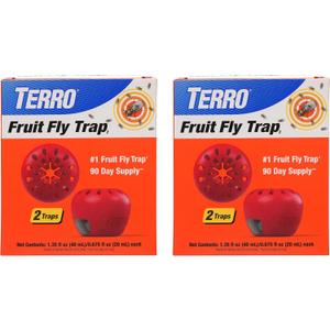 Terro Fruit Fly Traps for Indoors (4 Pack) + 180 Days of Lure Supply