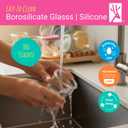 Elk and Friends 4oz Borosilicate Glass Baby Food Storage Jars with Silicone Lid | Strong Glass | Set of 12 | Microwave, Oven & Dishwasher Safe | Infant and Babies (Blush/Peach/Lemon/Ivory/Sage/Misty Blue (12-pk))