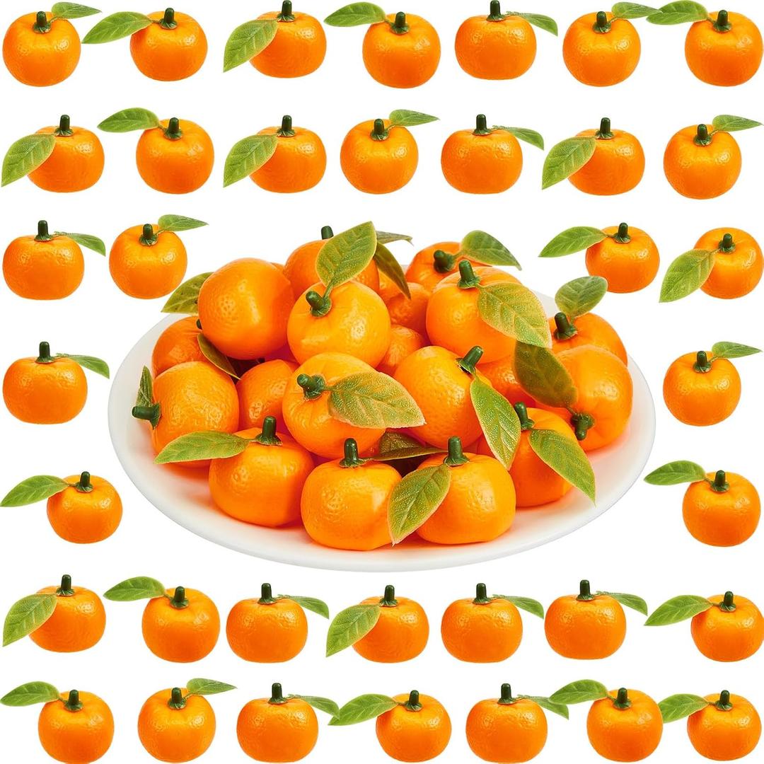 Sintuff 100 Pcs Mini Fake Oranges Little Baby Shower Decorations Lifelike Artificial Oranges 1.06 Inches Artificial Fruits Orange Decor Birthday Party Decor Little Cutie Baby Shower Supplies