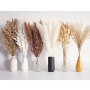 110 PCS Dried Pampas Grass Bouquet, Boho Table Decor, Bunny Tails Dried Flowers, Brown Pompas, White Pampas Grass for Wedding, Home, Rustic Party, Baby Shower Decorations