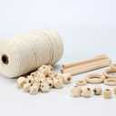 Lxmxgk Creates Macrame Kits, Macrame Plant Hangers Kit, Adult DIY Craft Keychain Making Kit, Macrame Starter Set, 212 Macrame Supplies with 218 Yards Macrame Cord and Wood Beads, Wooden Dowel