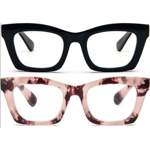 REAVEE Oprah Style Reading Glasses for Women, Blue Light Blocking Cute Oversized Square Computer Readers Spring Hinge (Black/Pink Leopard)
