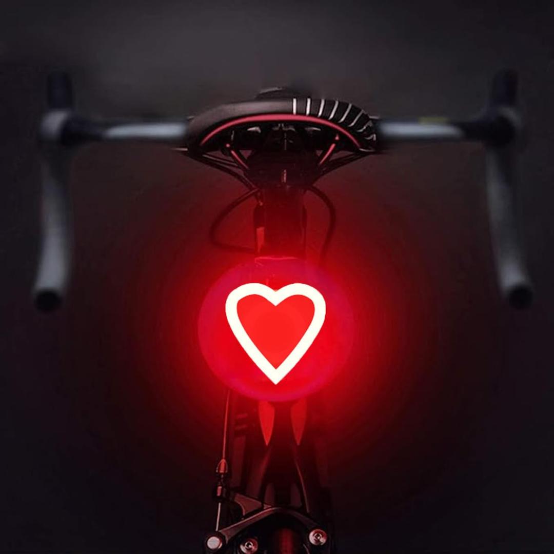 Rechargeable Bike Tail Light LED Bicycle Rear Light for Night Riding, Bright Girls Heart Shape Bike Taillight, Cycling Warning Light for Adults Kids Women, 5 Modes & Waterproof