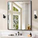 Black Bathroom Mirror for Wall, 30x36 Inch Rectangle With Metal Frame, Modern Vanity for Bathroom Living Room, Entryway Hangs Horizontal or Vertical
