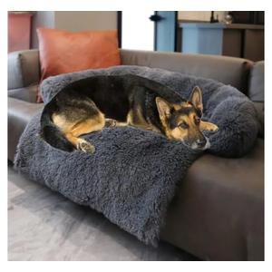 Tinaco Calming Dogs/Cats Bed Mats, Dog Pad Washable Removable Couch Cover, Plush Long Fur Mat for Pets, Waterproof Lining, Perfect for Small, Medium and Large Dogs and Cats (Navy Blue, 45"x37")