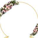 Wokceer 9.2 FT Large Circle Balloon Arch Stand Gold Metal Round Arch Backdrop Stand for Wedding Ceremony Birthday Party Bridal Shower Anniversary Background Decoration