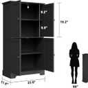 ChooChoo Bathroom Floor Cabinet, Modern Bathroom Storage Cabinet with 4 Doors and Adjustable Shelves, Freestanding Cupboard for Living Room, Black, 11.81"D x 23.62"W x 43.31"H