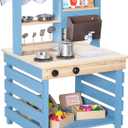 Mud Kitchen, Wooden Outdoor Kitchen Playset w/Menu, Sink, Stove, Water Box, Two Sided Pretend Play Kitchen for Kids, Cooking Toys, Backyard Table, Gift for Boys Girls Age 3+