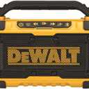 DEWALT 20V MAX Bluetooth Speaker, 100 ft Range, Durable for Jobsites, Phone Holder Included, Lasts 8-10 Hours with Single Charge (DCR010)