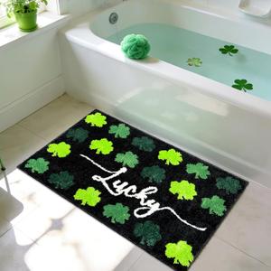 APROPHIC St. Patricks Bathroom Rugs, Green Clover Home Decor,Super Absorbent Bathroom Decor,Irish St Patrick's Day Shamrocks Spring Holiday Bath Mats Bath Rugs,16" x 24 "