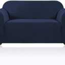 PrinceDeco Stretch Loveseat Sofa Cover Slipcover Couch Cover for 2 Cushion Sofa Washable Sofa Cover for Pets Friendly Furniture Protector Covers with Non Slip Bottom(Loveseat, Navy)