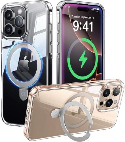 CASEKOO Ultra Magnetic Stand for iPhone 16 Pro Case Clear [Compatible with MagSafe] [16FT Military-Grade Protection] Transparent Slim Phone Ring 16 Pro Phone Cover 6.3 inch, Clear