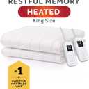 Sunbeam Electric Heated Mattress Pad Soft Cozy Fabric Fast Heating 12 Heat Settings 12-Hour Auto Shut-Off Deep Pocket Skirt Machine Washable King 80" x 76" (White Non-woven)