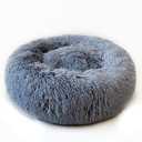 Ulalaza Donut Cat Bed Plush Cat Cushion Pet Bed Self Warming Indoor Round Pillow Cuddler (Dark gray)