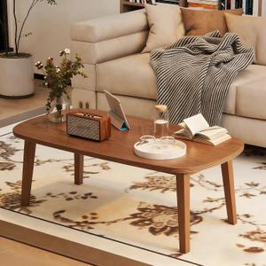 Foldable Coffee Table, Sofa Table, Coffee Tables for Living Room，Minimalist Solid Wood Side Table, Foldable Legs, Walnut Color.(39.4IN)