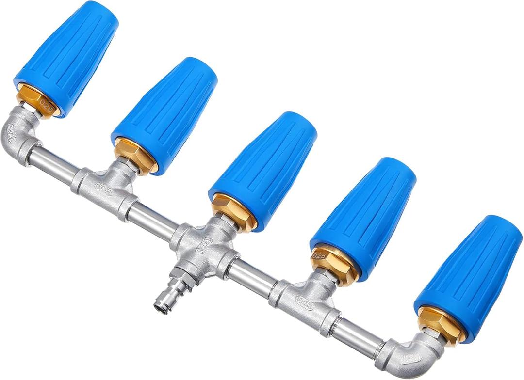 5-in-1 Turbo Nozzle Pressure Washer 4000 PSI 360 Rotating Turbo Nozzle with 1/4" Quick Connector 2.5 Orifice Quintuple Tips (Blue)