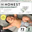 The Honest Company Clean Conscious Diapers for Sensitive Skin | Hypoallergenic, Fragrance Free | Gender Neutral Prints | Super Club Box, Size 2 (12-18 lbs), 124 Count (Prints May Temporarily Vary)