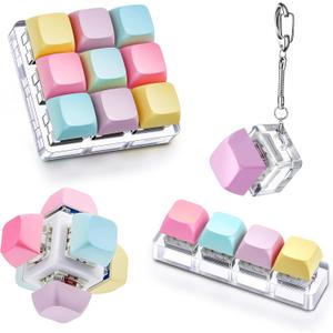 Taiyin 4 Pcs Keyboard Toy Clicker Keyboard Fidget Keychain Decompression Toys Button Stress Relief Gifts for Adult to Relief Stress Pass the Time (Cute Style)