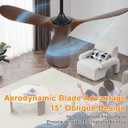 52 Inch Outdoor Ceiling Fan without Light, Smart Wood Ceiling Fan with Remote Control & Alexa/Google, 3 Blades High CFM for Patios Farmhouse Red Walnut