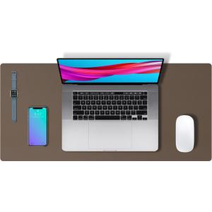 Aothia Leather Desk Pad Protector, Large Mouse Pad, Office Mat, Non-Slip PU Leather Blotter, Laptop Desk Pad, Waterproof Writing Pad for Office and Home (Coffee, 23.6" x 13.7")