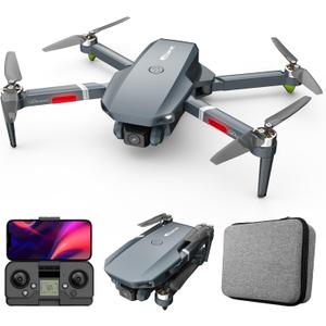 FPV Drone with 2 Camera for Adults, Foldable WIFI RC Quadcopter Remote Control Airplanes Kit with 2 Batteries,Advanced Brushless Motors, Long Range Video Transmission, 3D Flip, Auto Return Home,APP Control (Gray)