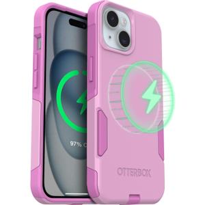 OtterBox iPhone 17e, iPhone 16e, iPhone 15, iPhone 14, and iPhone 13 Commuter Series Case - MagSafe Edition - Pink, Slim & Tough, Pocket-Friendly, with Port Protection - Wildflower