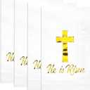 WRAPAHOLIC 50Pcs Easter Religious Paper Napkins - 3-Ply Gold Foil Risen Guest Disposable Hand Towels for Bathroom, Spring, Christening and Baby Shower - 4.3 x 7.9 In