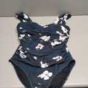 One Piece Bathing Suit for Women Tummy Control Swimsuits Square Neck Ruched Modest Swimwear (X-Large, Floral Green)