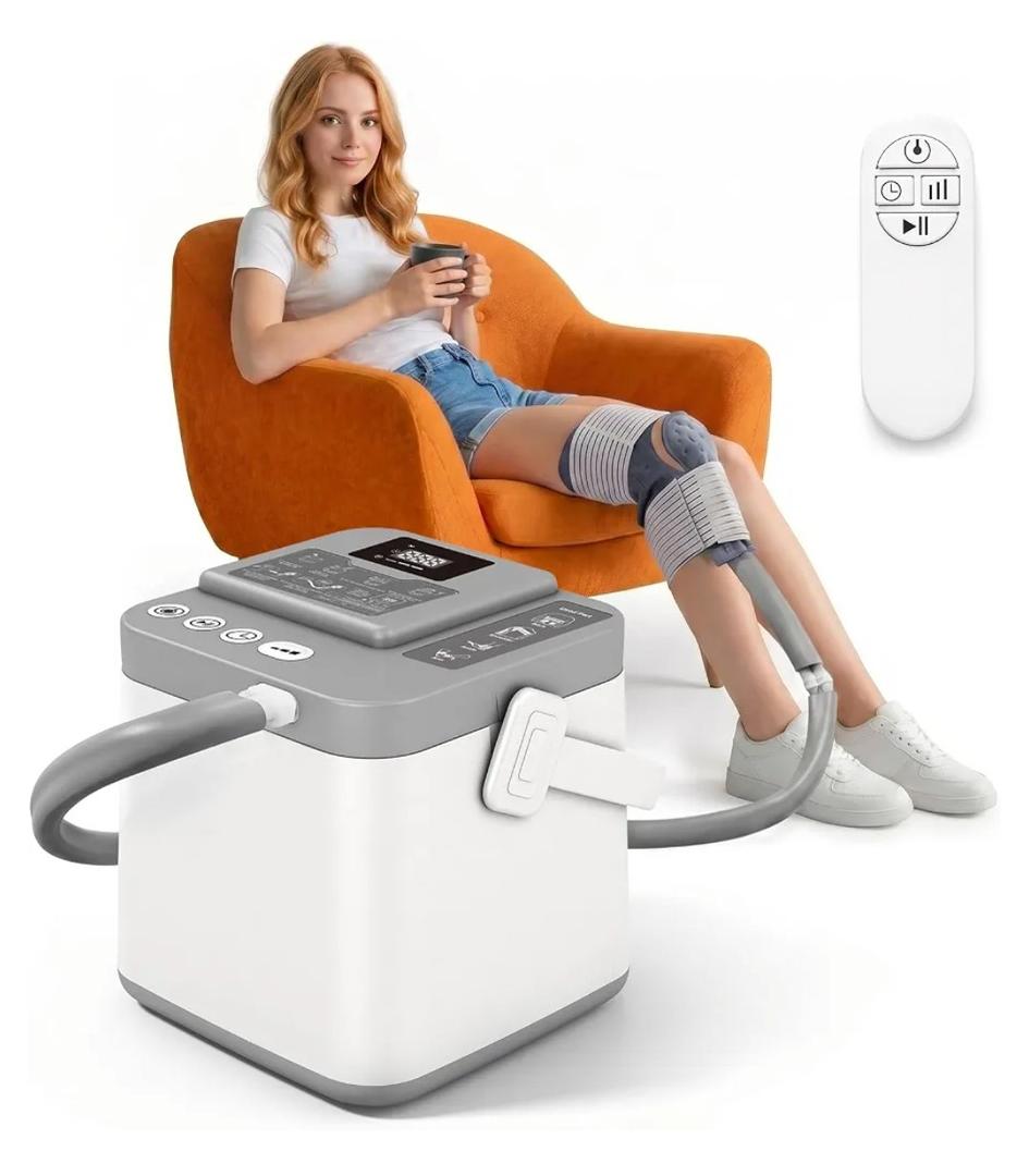 Cold Therapy Machine, Silent Brushless Pump Knee Ice MachineEasy-to-use 2.4G Remote for Cryotherapy System, Ice Therapy Machine for Knee, Shoulder, Hip, Ankle, Leg Relief.