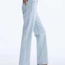 Women’s Jeans High Waisted Straight Leg Stretchy Jeans Trendy Wide Leg Casual Fit Denim Pants (Blue, M)