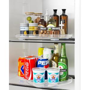 HIYOHIYO Clear Lazy Susan Organizer for Refrigerator Rectangular Fridge Turntable Organizers and Storage Pull Out & 360Rotating for Cabinet, Pantry, Kitchen, Table, Bathroom (1-Pack 13.7"x10.2")