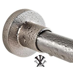 Tension Curtain Rod 43-73 Inches Brushed Nickel, Rustproof and Non-Slip and Heavy Duty Shower Curtain Rod for Window or Bathroom, 304 Stainless Steel