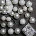 Soulchen 24 Pcs 1.6" 2.4" Pearl Christmas Balls Ornaments White and Silver Shatterproof Plastic Christmas Tree Decorations with Hanging Loop for Xmas Tree Wedding Holiday Party Decor, 4 Styles