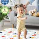 Odorless Premium Foam Baby Play Mat 59" x 59", Soft Microfiber Fabric Crawling Mat for Floor- Comfortable and Hypoallergenic, Non-Slip Cushioned Floor Playpen mat for Infants,Babies,Toddlers