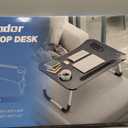 Slendor Lap Desk with Cup Holder, Foldable Laptop Table for Bed, Portable Bed Desk for Laptop and Writing, Computer Tray with Tablet Slot, Notebook Stand Reading Holder for Couch Sofa Floor,Black
