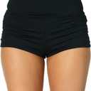Pink Queen Women's High Waisted Swim Bottoms Bathing Suit Board Shorts Ruched Tummy Control Swimsuit Bottom (Large, Black)