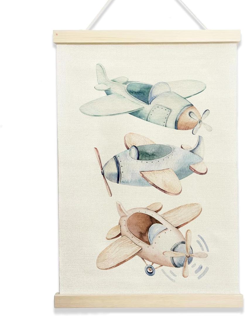 NQDWX Airplane Hanging Flag for Toddler Boys - 12x17 Inch Nursery Banner, Cute Kids Room Art, Gift for Little Pilots & Aviation Lovers. (144)