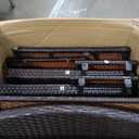 Shintenchi 3 Pieces Patio Furniture Set 3 Pieces PE Rattan Wicker Chairs with Table Outdoor Furniture for Backyard/Garden/Poolside/Outdoor Restaurant Brown Rattan with White Cushion